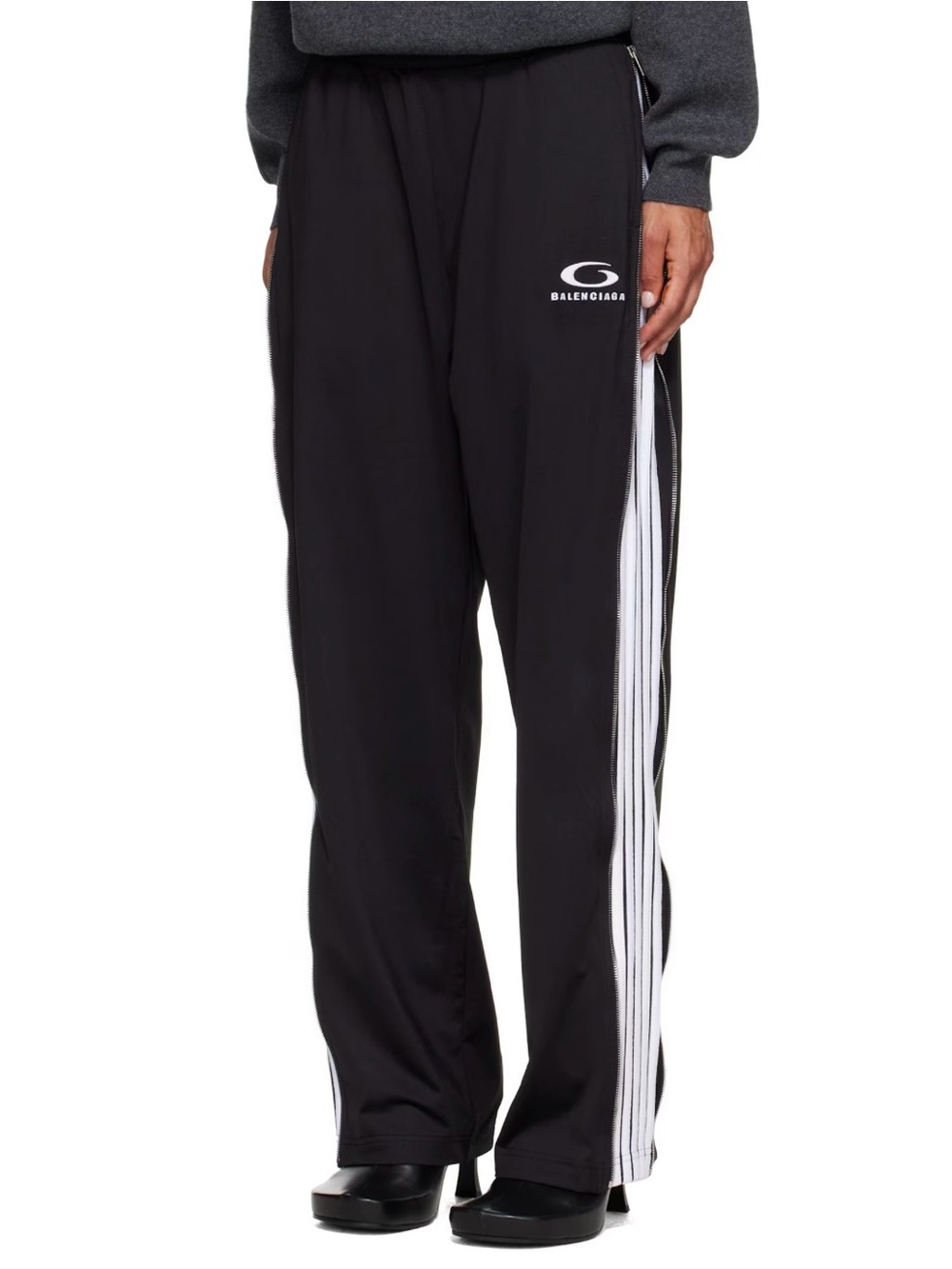 Balenciaga Black Zipped Loop Sports Icon Sporty Track Pants
